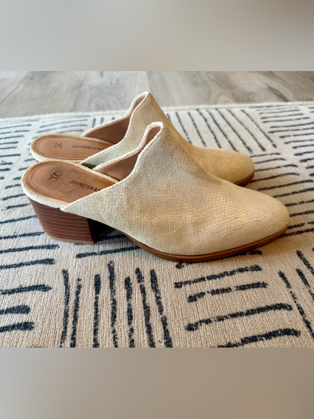 Johnston & Murphy Beige Suede Slip-On Mule Heels